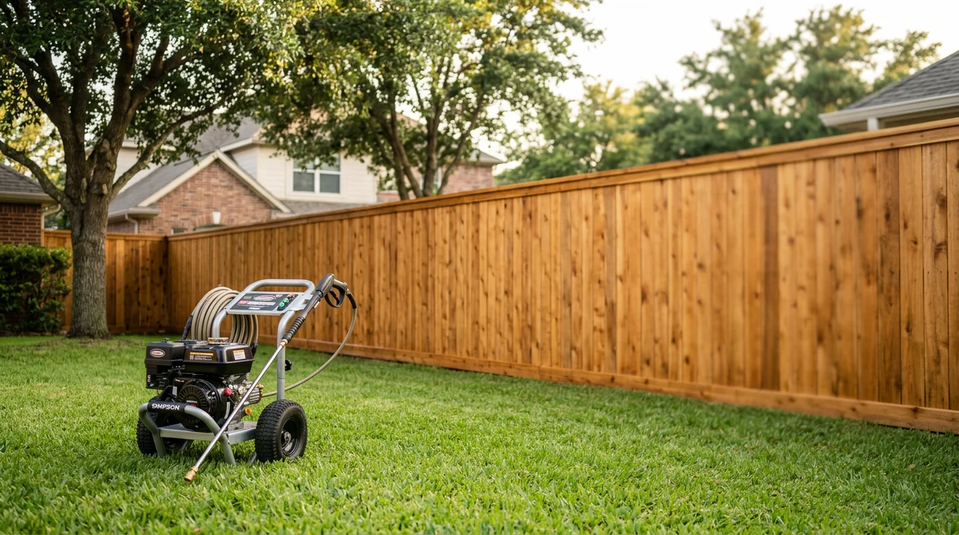 Clean residential fence after professional fence cleaning service